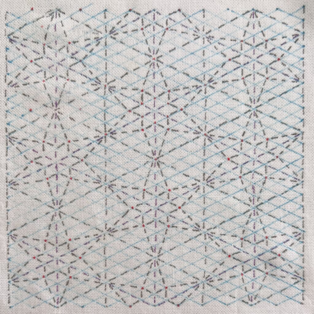 刺し子重ねりんどうの下書き画像