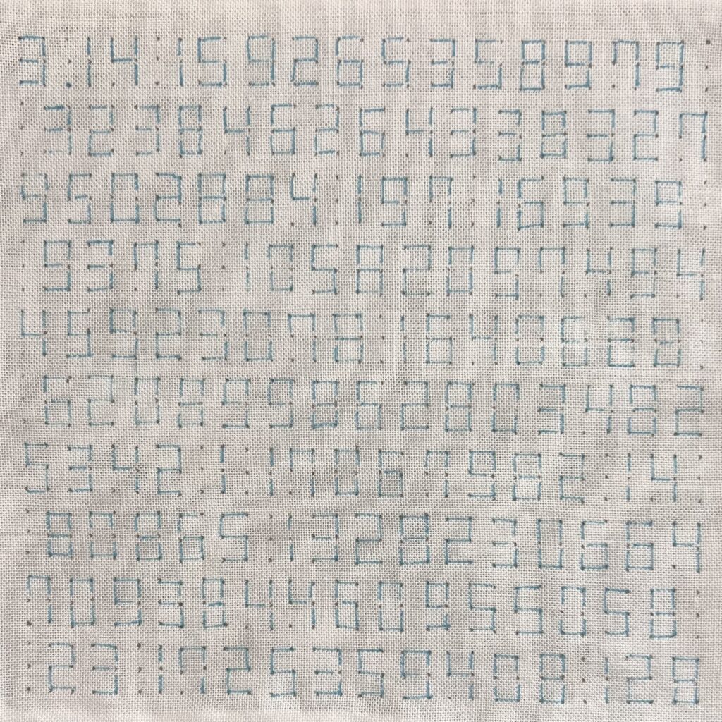 刺し子でデジタル数字の下書き画像