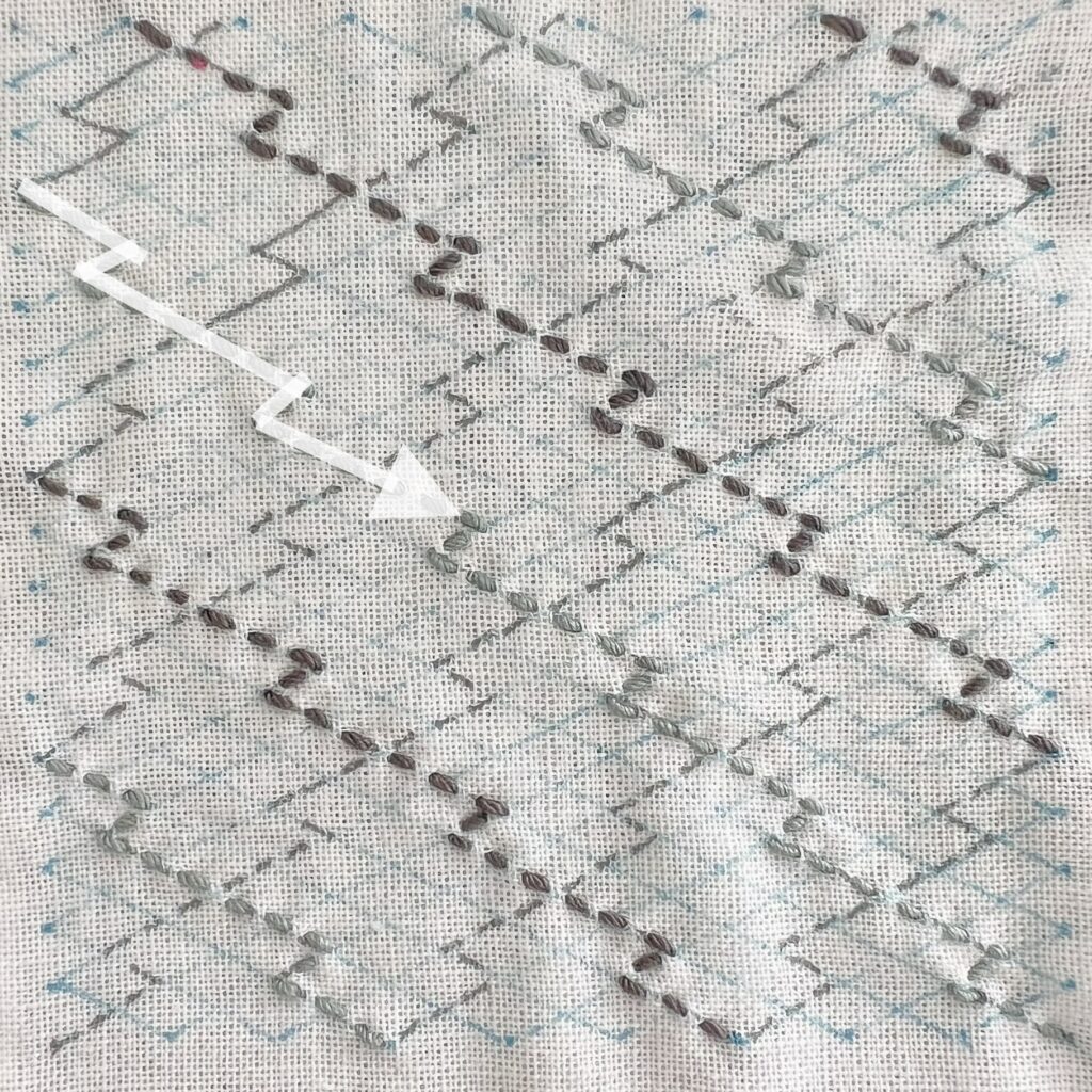 刺し子松皮菱の刺し方画像