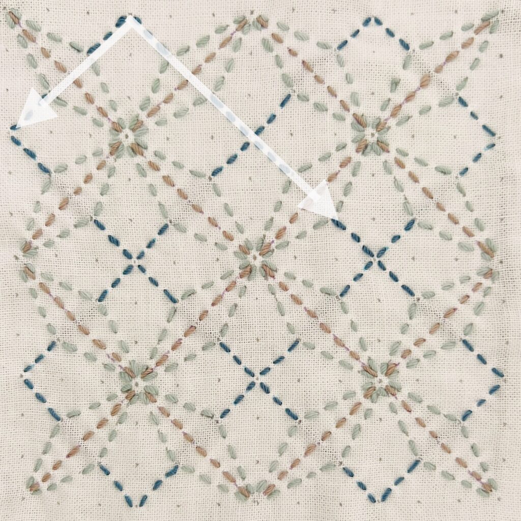 刺し子変わり麻形文の刺し方画像