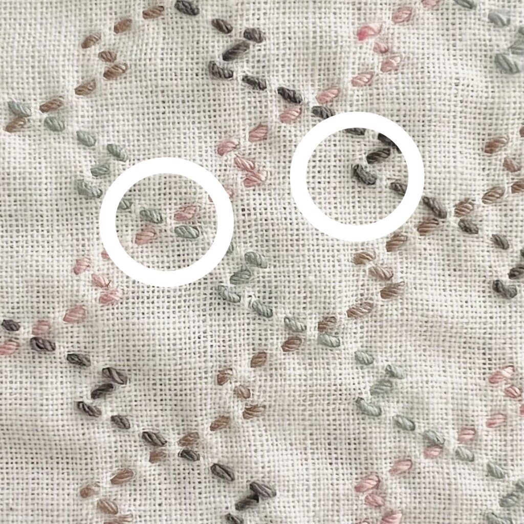 刺し子松皮菱をキレイに見せる刺し方ポイント画像