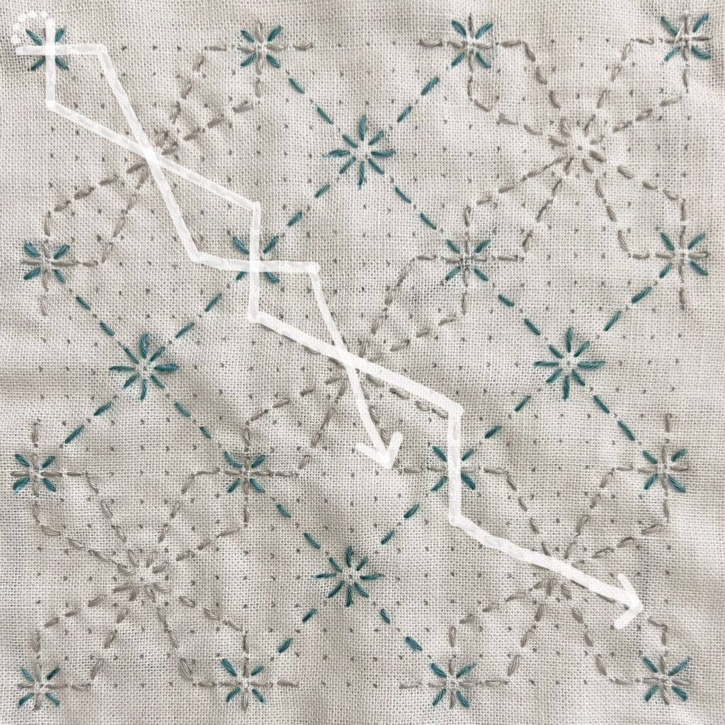 刺し子変わり角七宝の刺し方画像