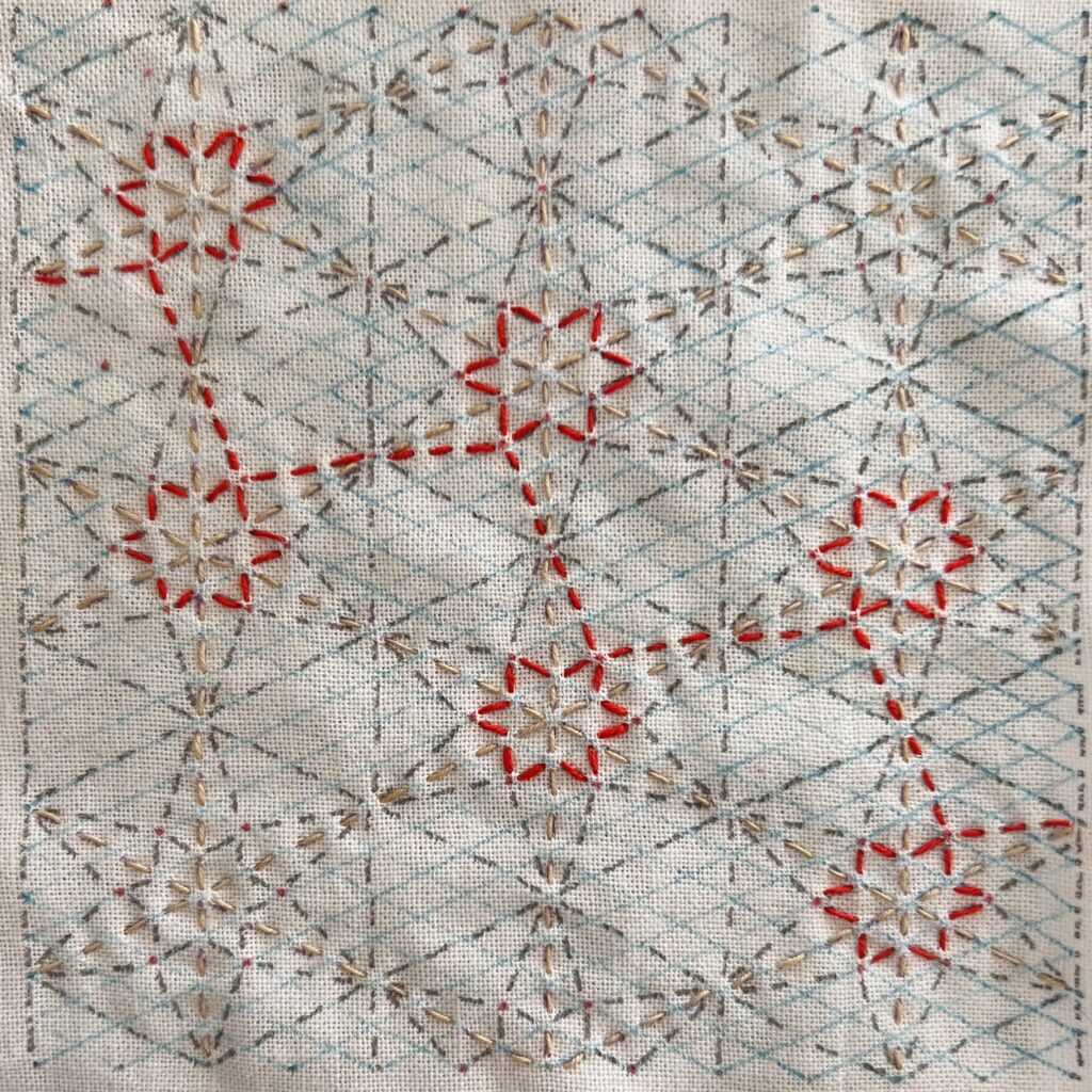 刺し子重ねりんどうの刺し方画像