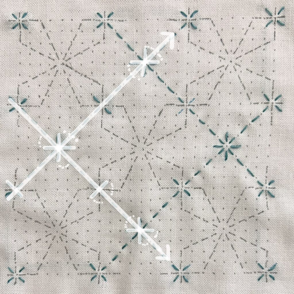 刺し子変わり角七宝の刺し方画像