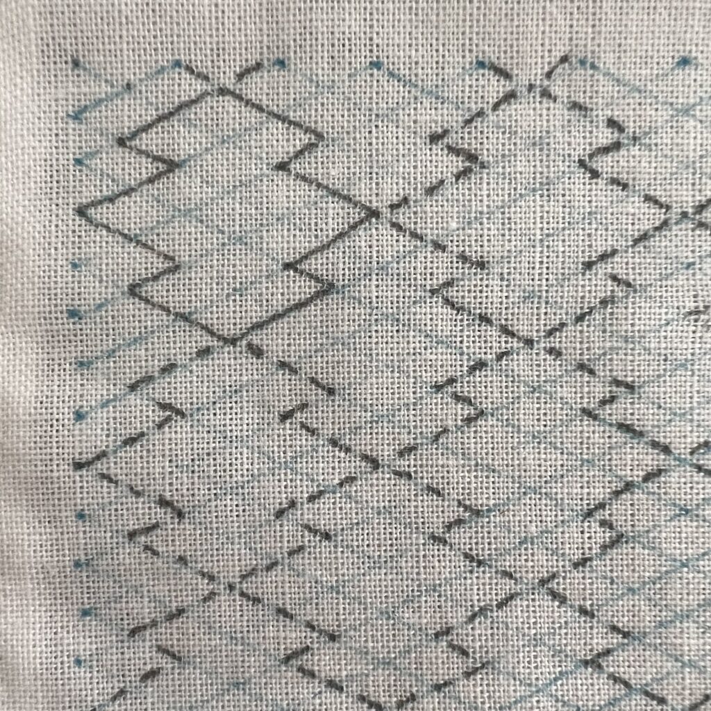 刺し子松皮菱の拡大画像