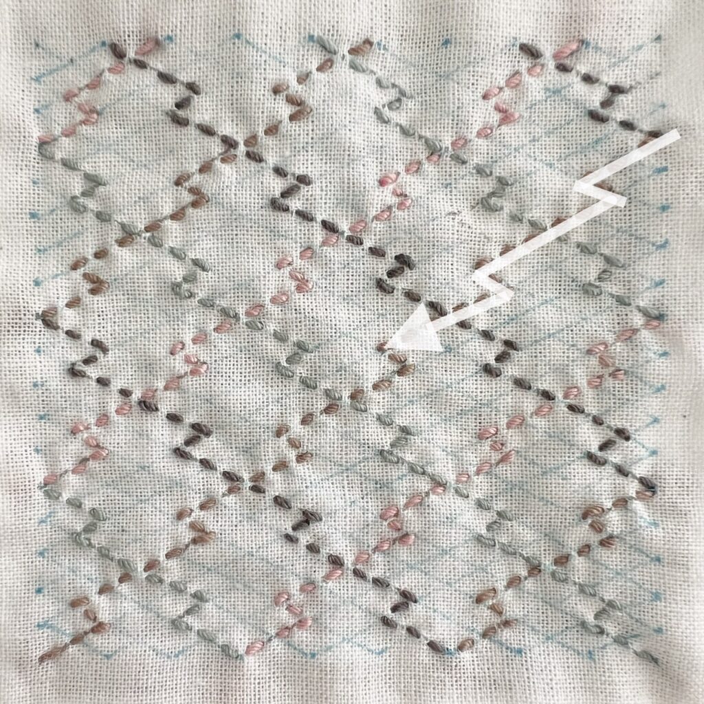 刺し子松皮菱の刺し方画像