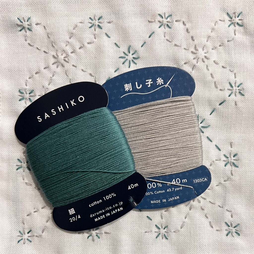 刺し子糸と変わり角七宝の画像