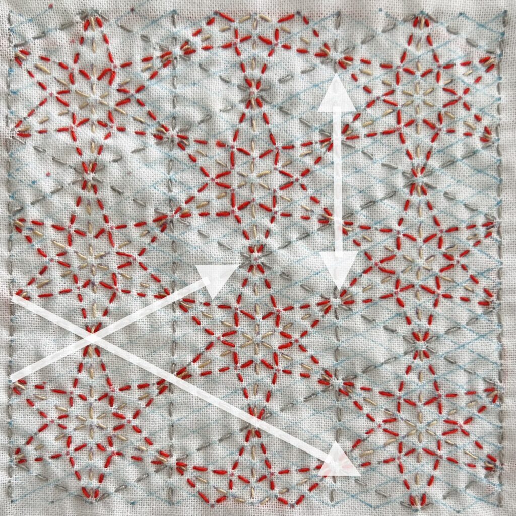 刺し子の重ねりんどうの刺し方画像