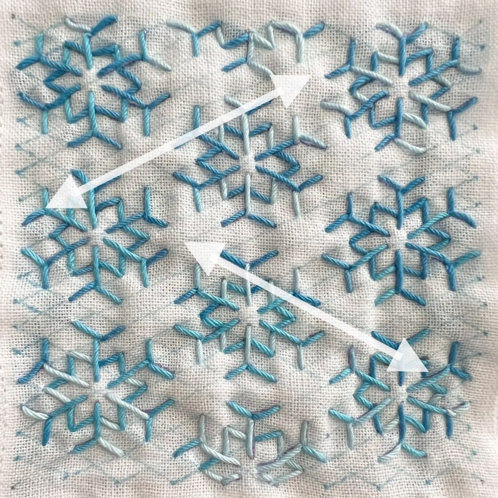 刺し子の雪の結晶Ⅱの刺し方画像
