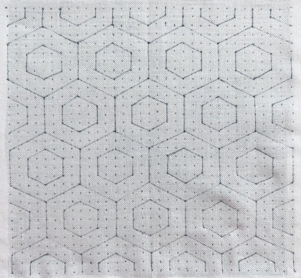 刺し子の霰亀甲図案の描き方画像