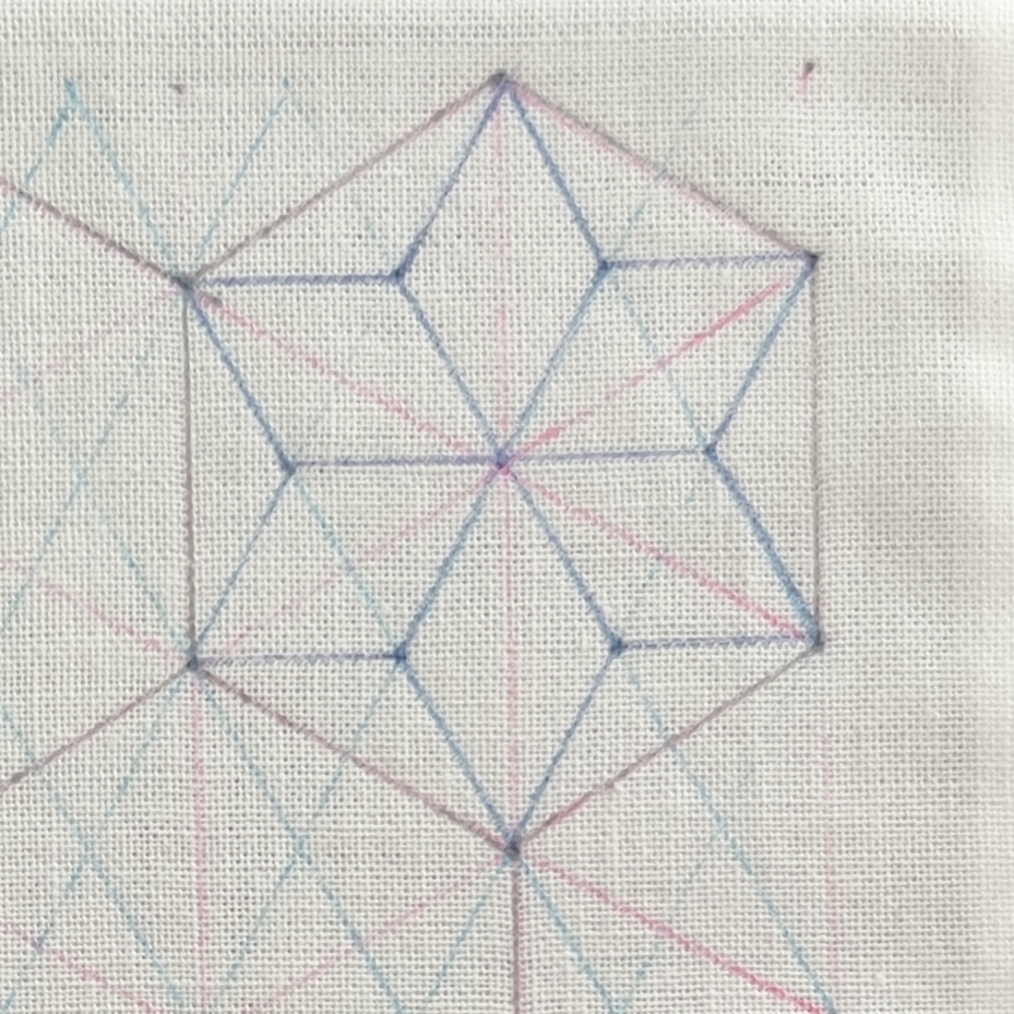 刺し子六角麻の葉の描き方画像