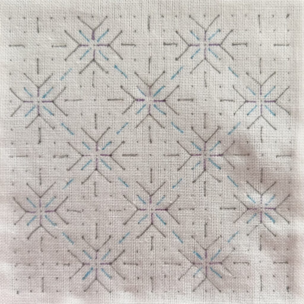 刺し子雪の結晶の描き方画像