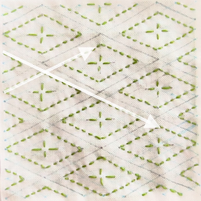 刺し子の三菱十字の刺し方画像