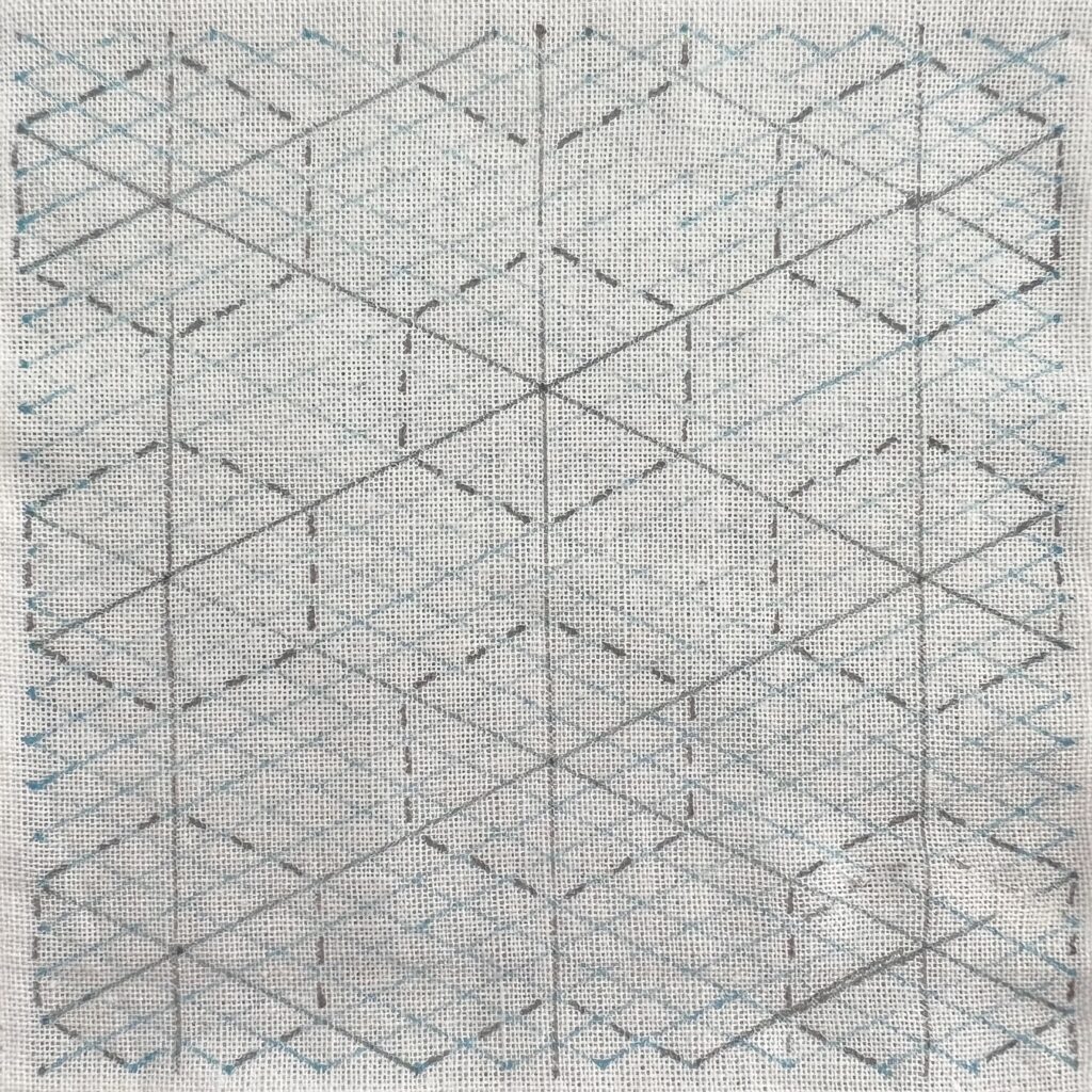 刺し子の雪形亀甲の描き方画像