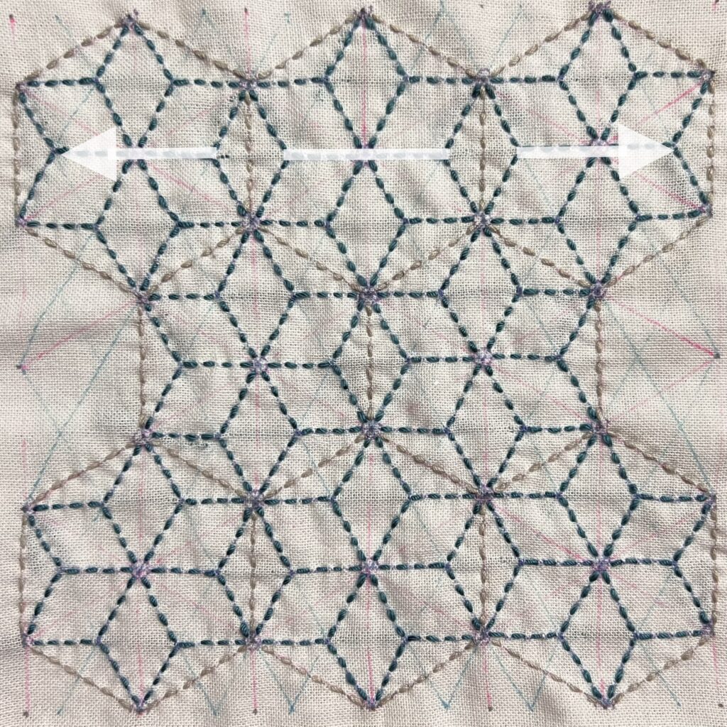 刺し子六角麻の葉の刺し方画像