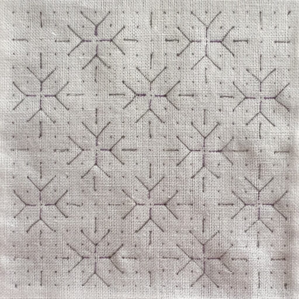 刺し子雪の結晶の描き方画像