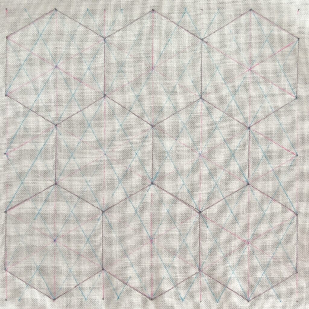 刺し子六角麻の葉の描き方画像