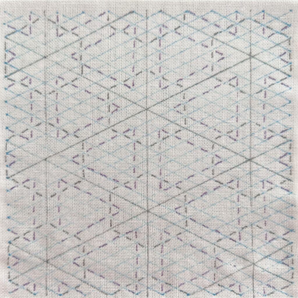 刺し子の雪形亀甲の描き方画像