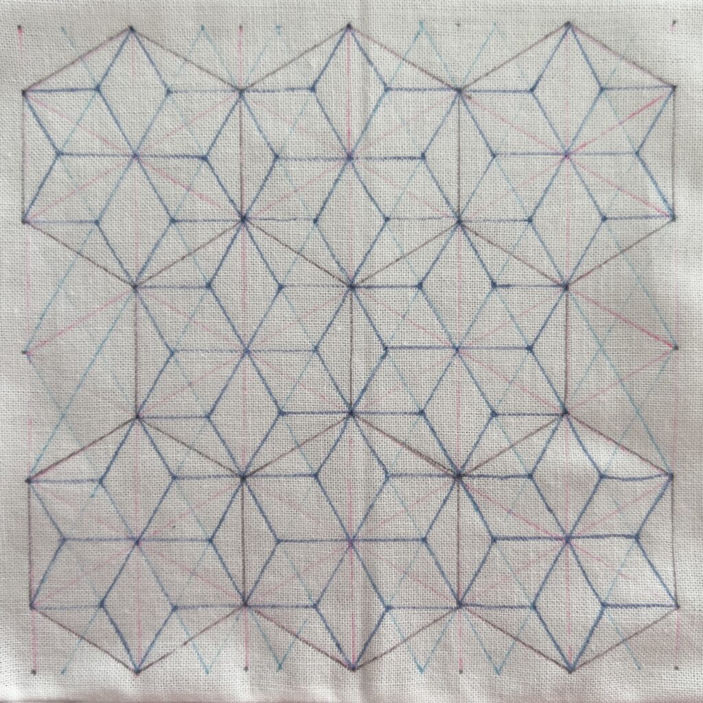 刺し子六角麻の葉の下書き画像