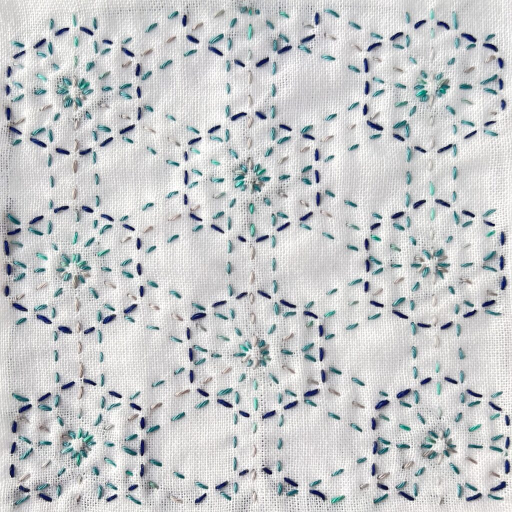 刺し子の雪形亀甲の画像