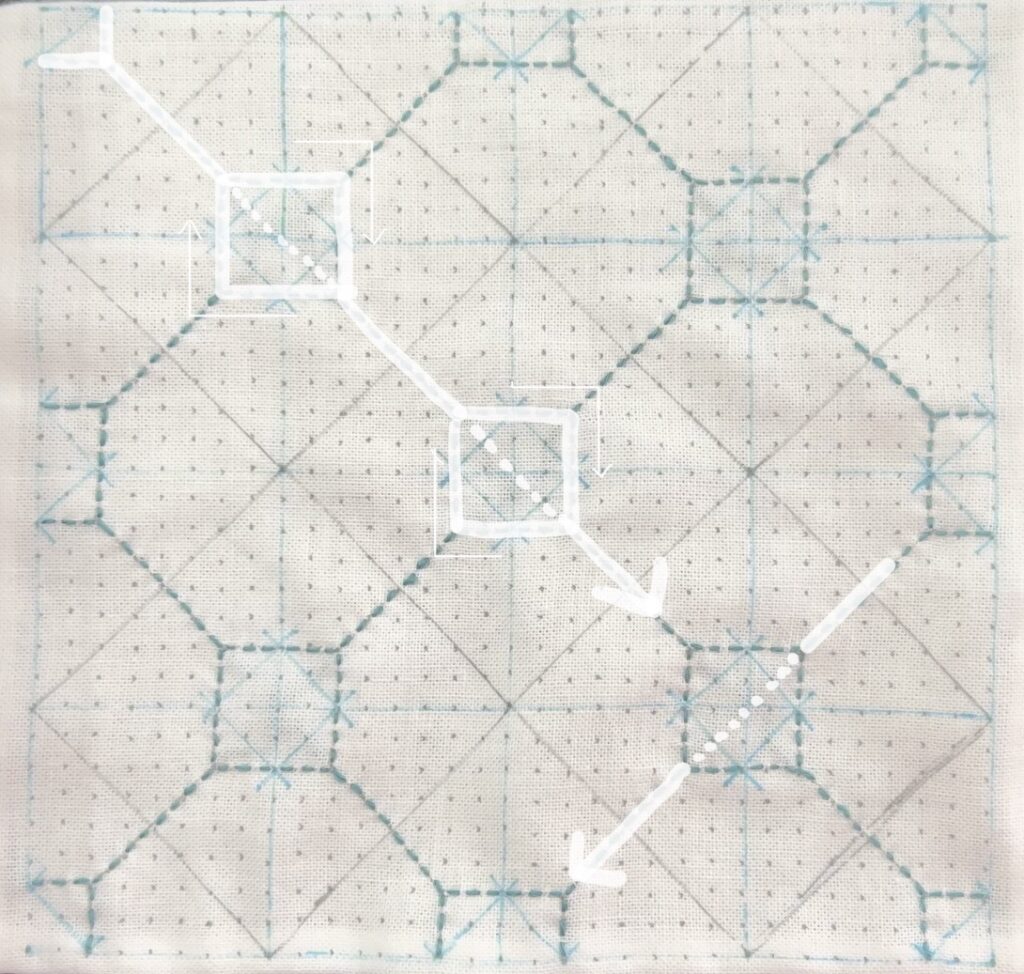 刺し子八角井桁の刺し方画像