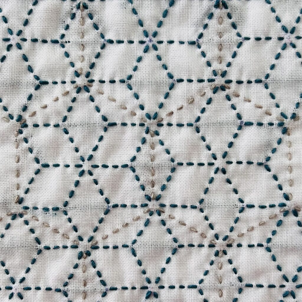 刺し子の六角麻の葉の画像