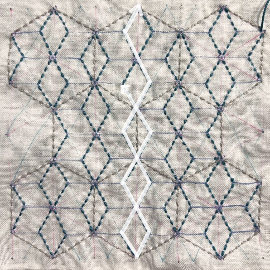 刺し子六角麻の葉の刺し方画像