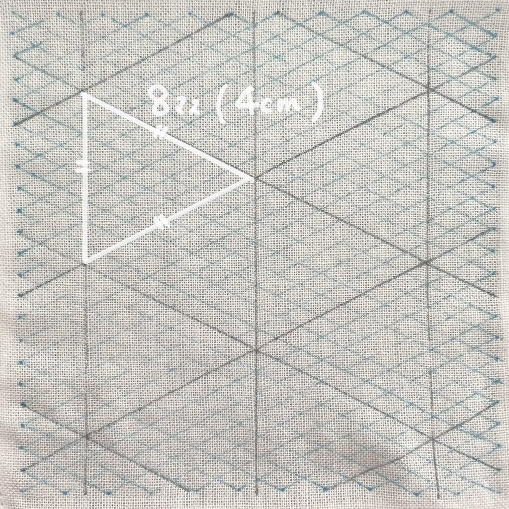 刺し子の雪形亀甲の描き方画像