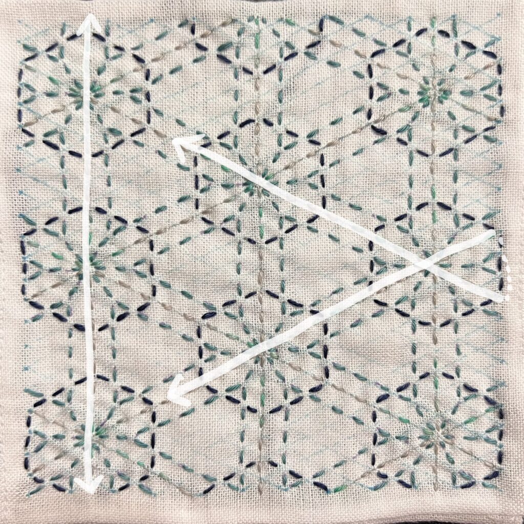 刺し子の雪形亀甲の刺し方画像