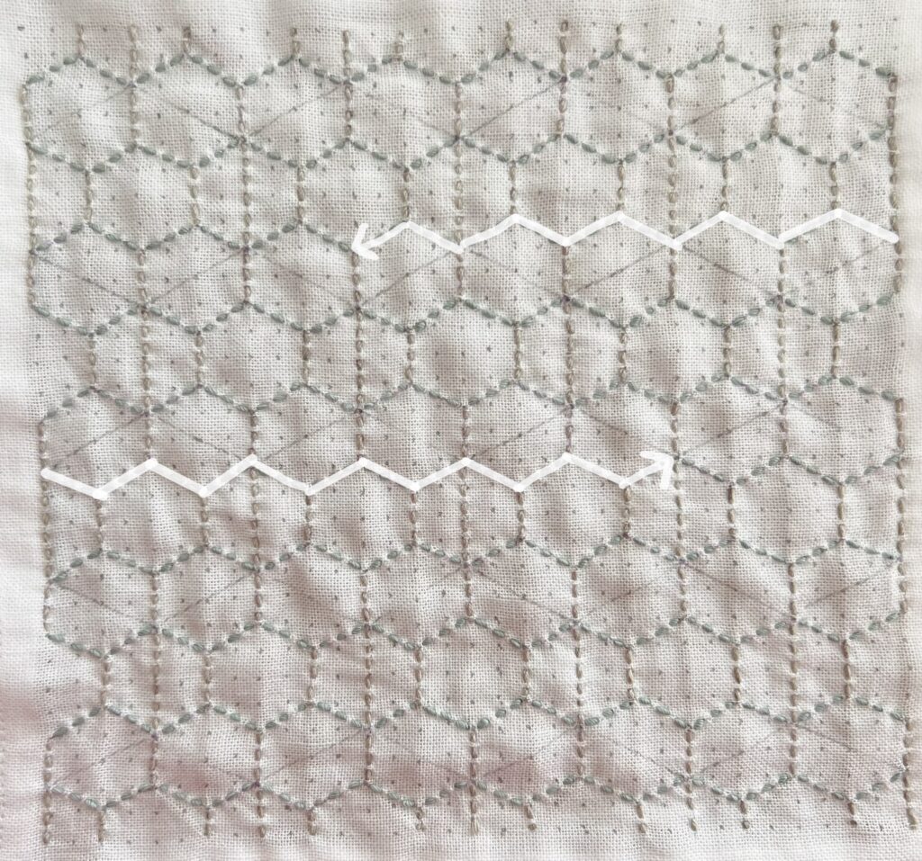 刺し子霰亀甲の刺し方画像