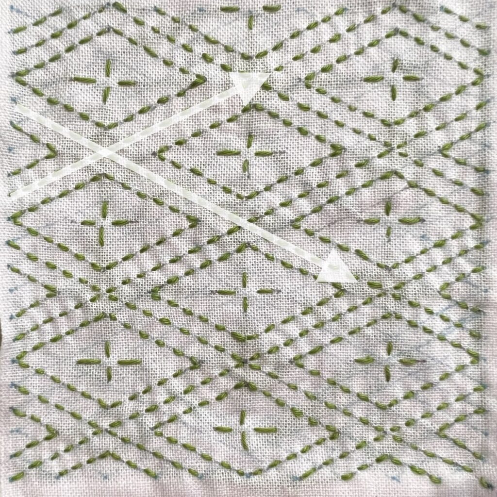 刺し子の三菱十字の刺し方画像