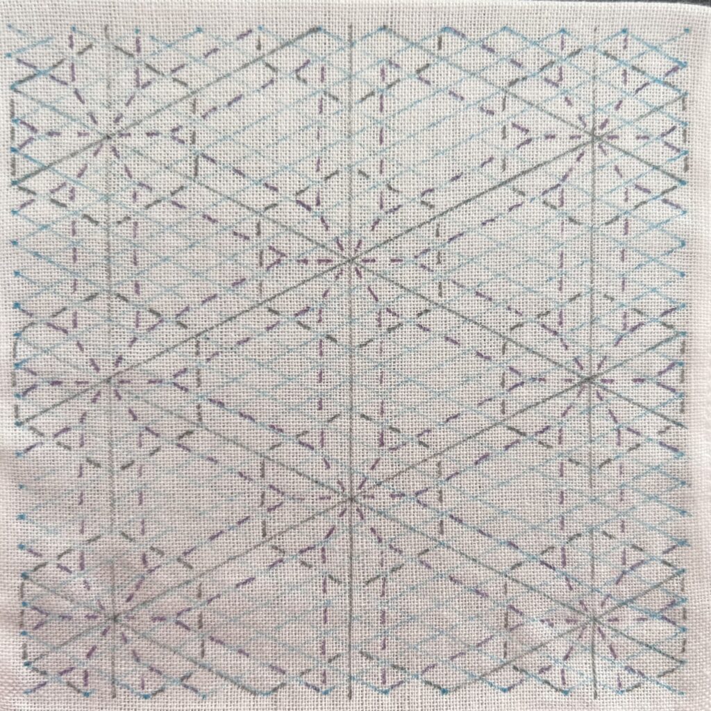 刺し子の雪形亀甲の描き方画像