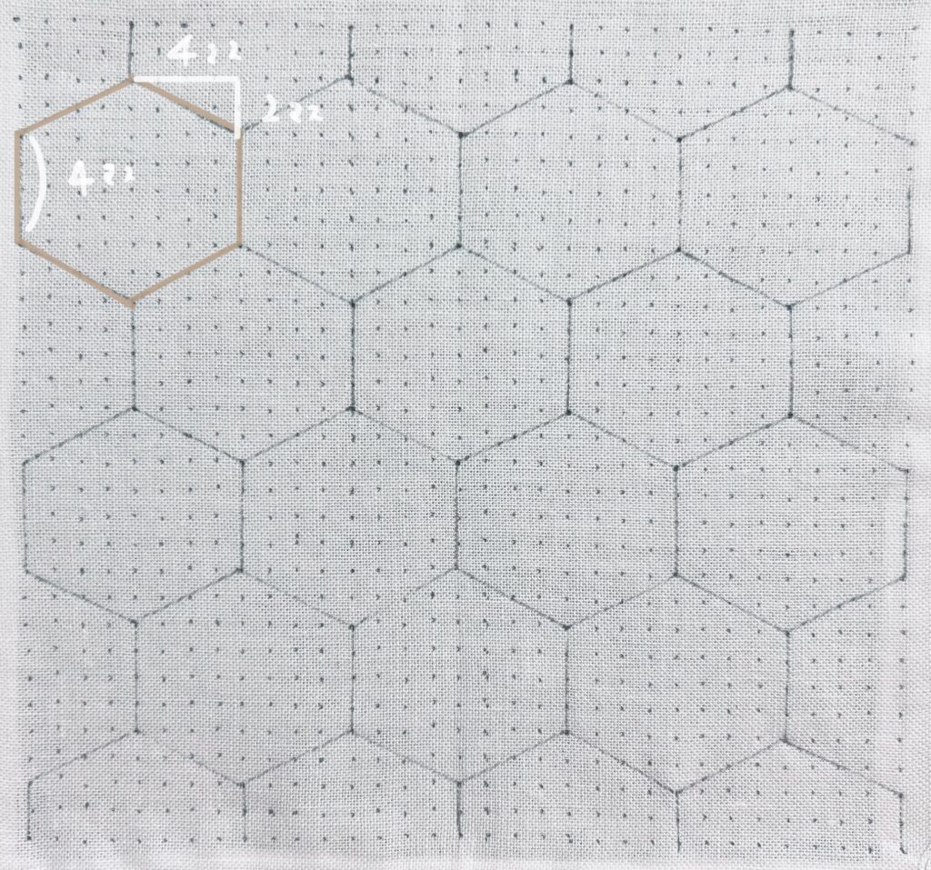 刺し子の霰亀甲の書き方画像