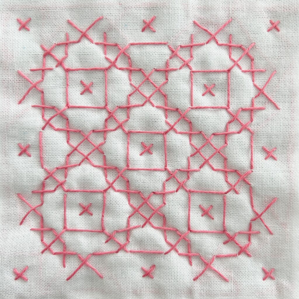 刺し子さくら模様のうら側画像