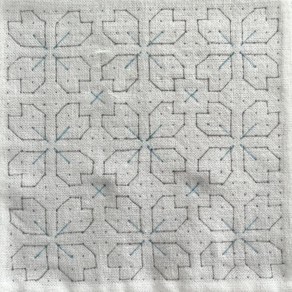 刺し子の桜花の下書き画像