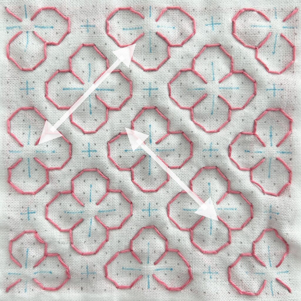 刺し子さくら模様の刺し方画像