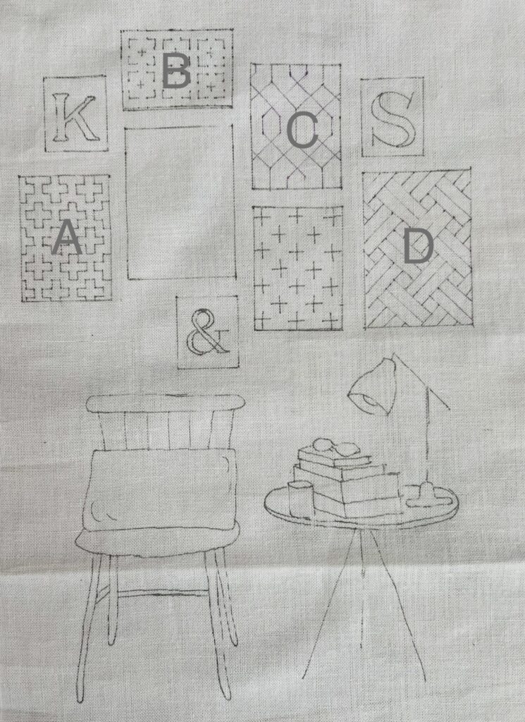 刺し子の寄せ模様ルームの下書き画像