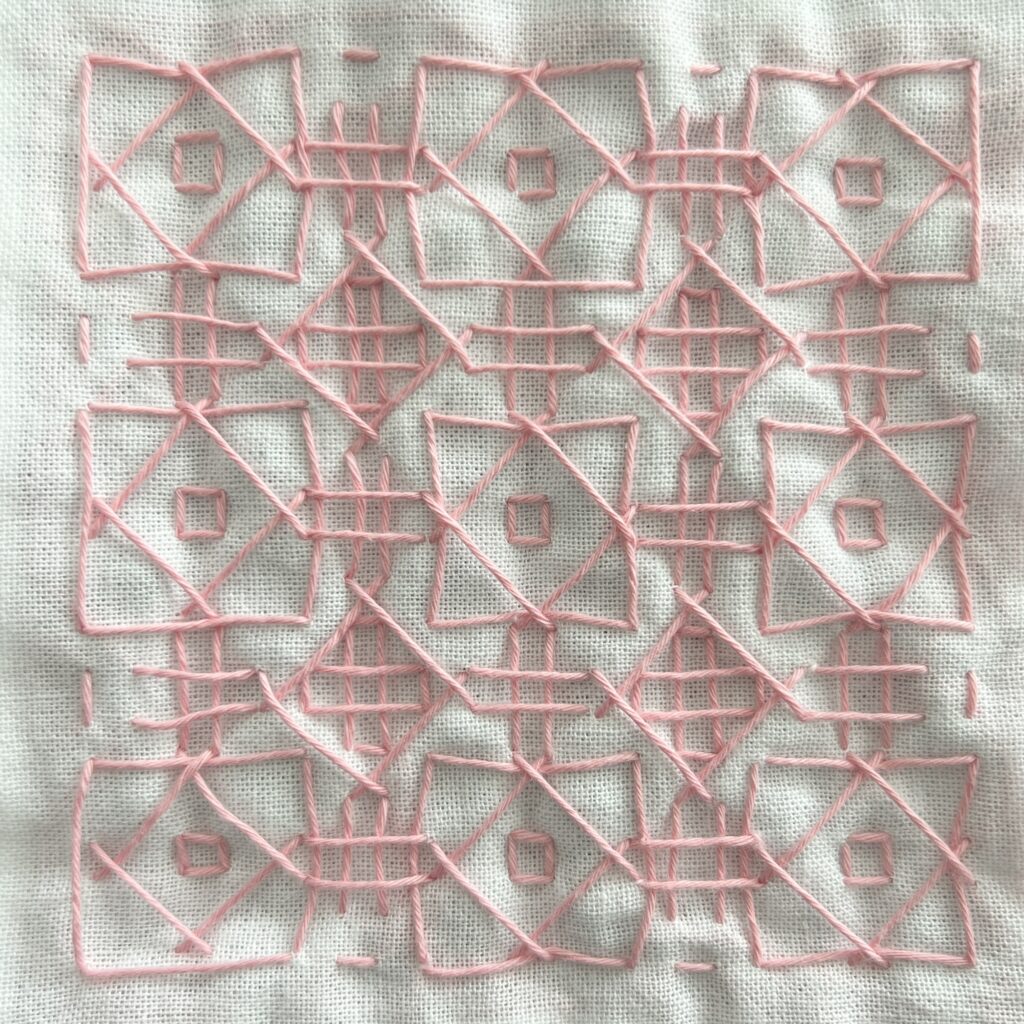 刺し子の桜花のうら側画像