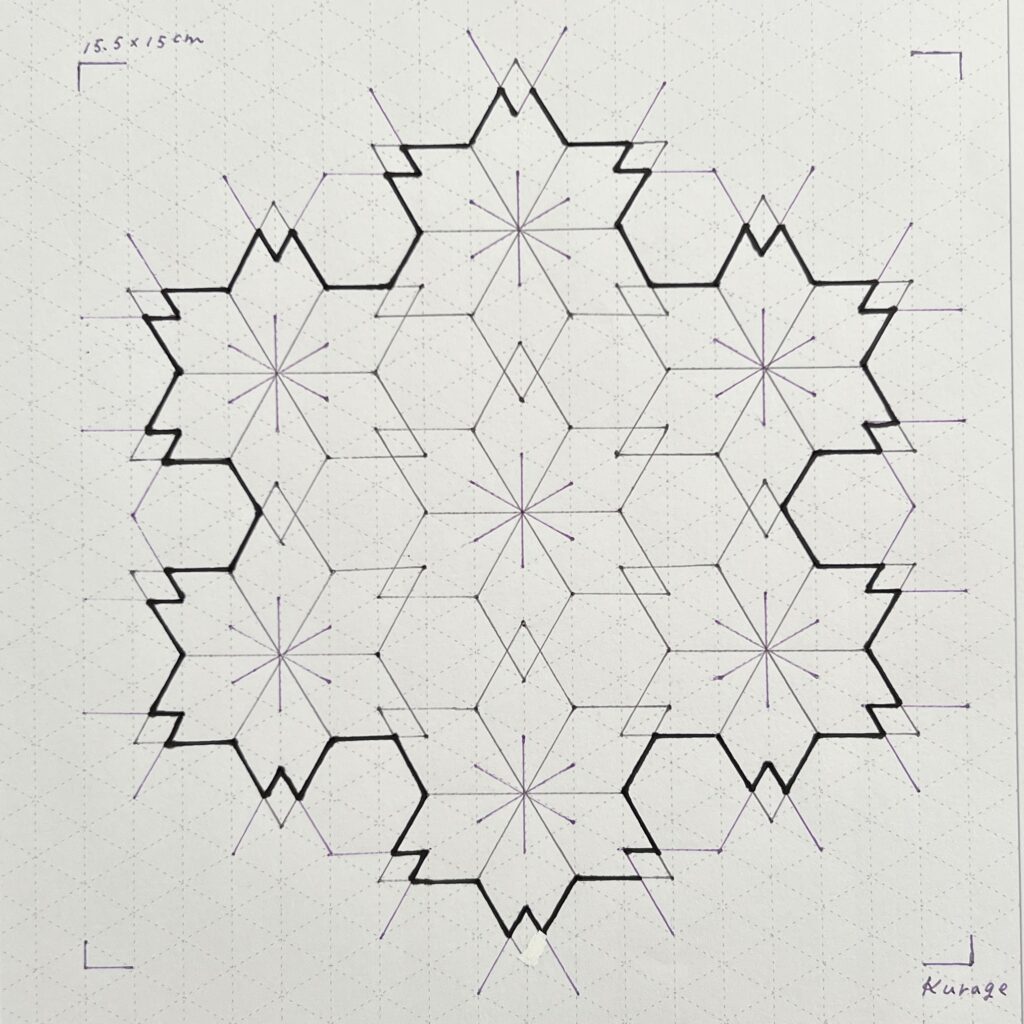 刺し子の桜亀甲の下書き画像