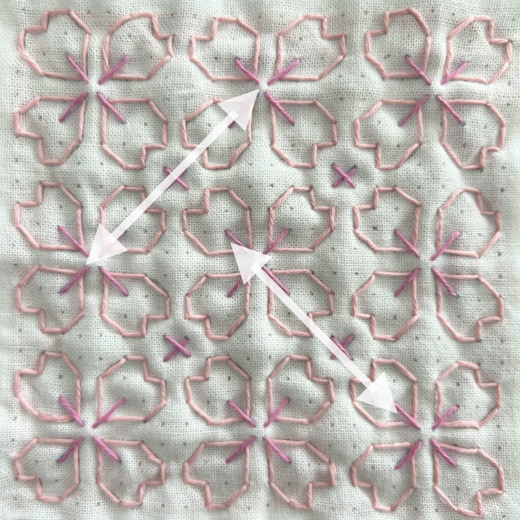 刺し子の桜花の刺し方画像