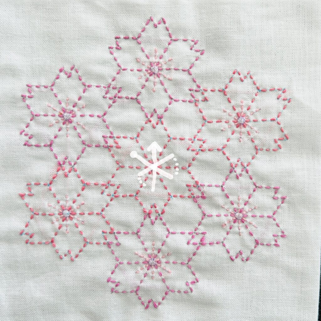 刺し子の桜亀甲の刺し方画像