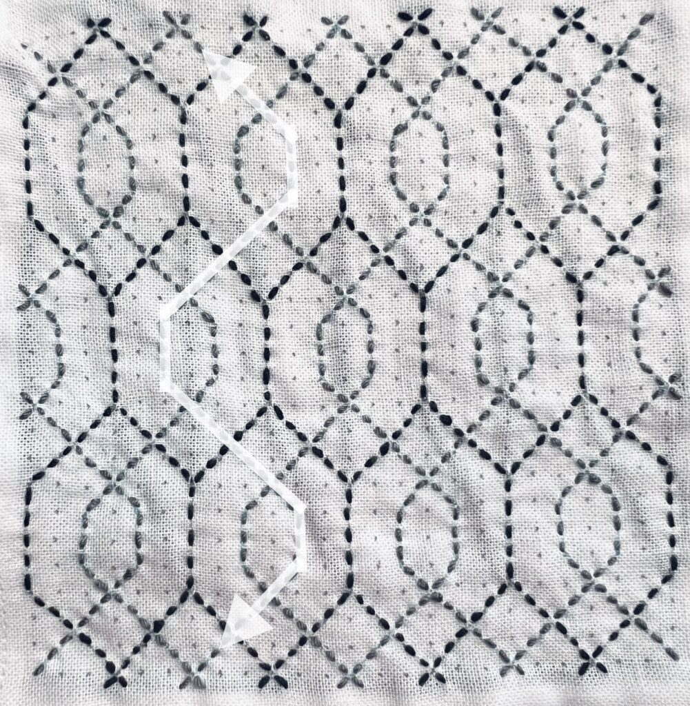 刺し子八重亀甲の刺し方画像