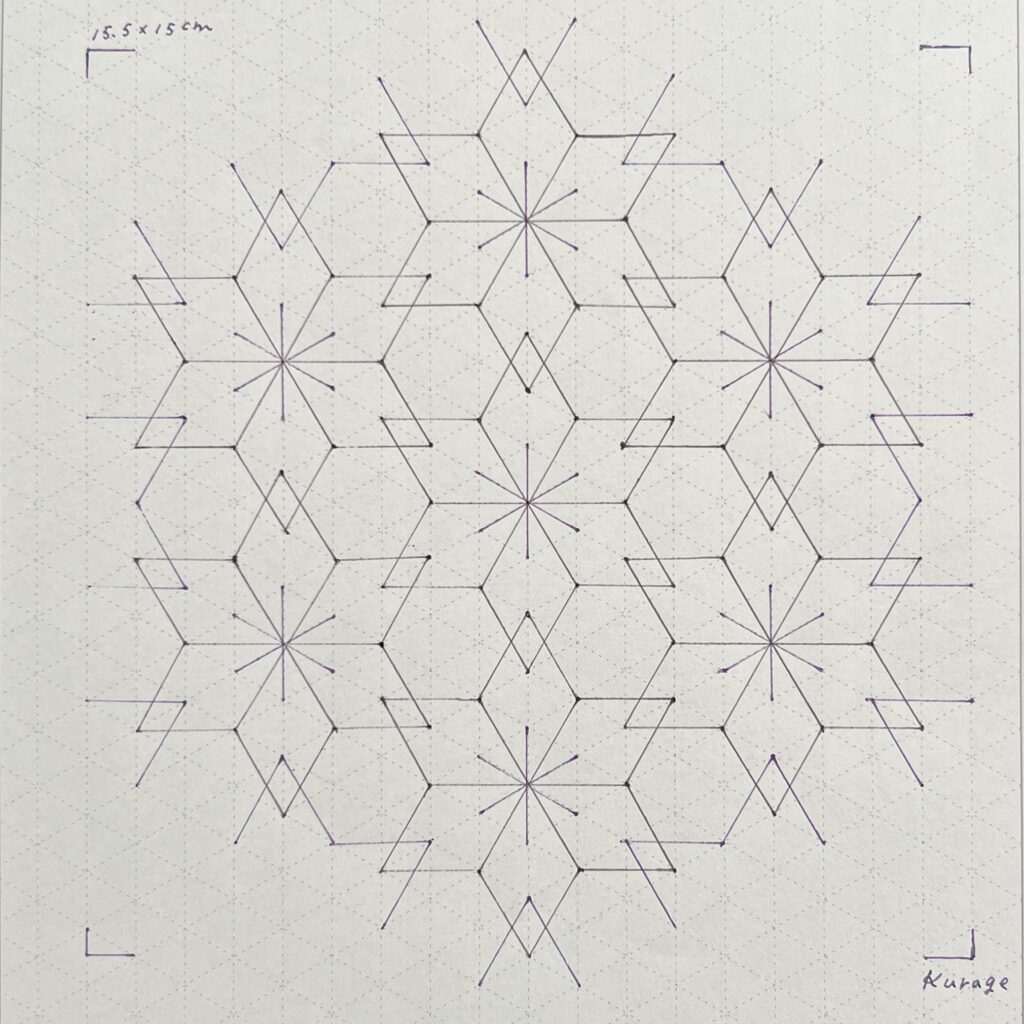 刺し子の桜亀甲の描き方画像