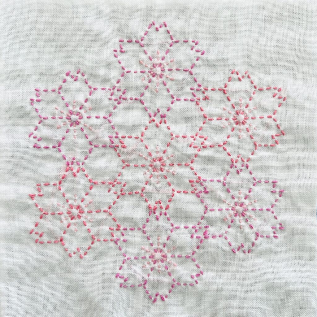 刺し子桜亀甲の画像