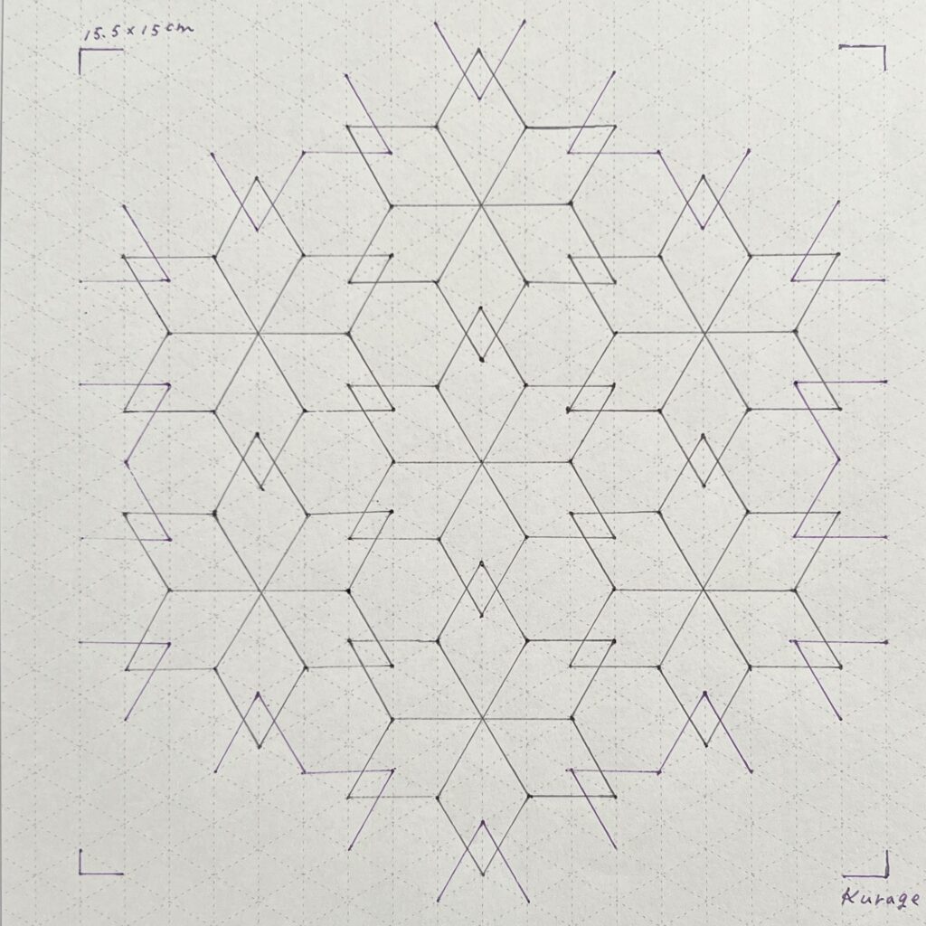 刺し子の桜亀甲の描き方画像