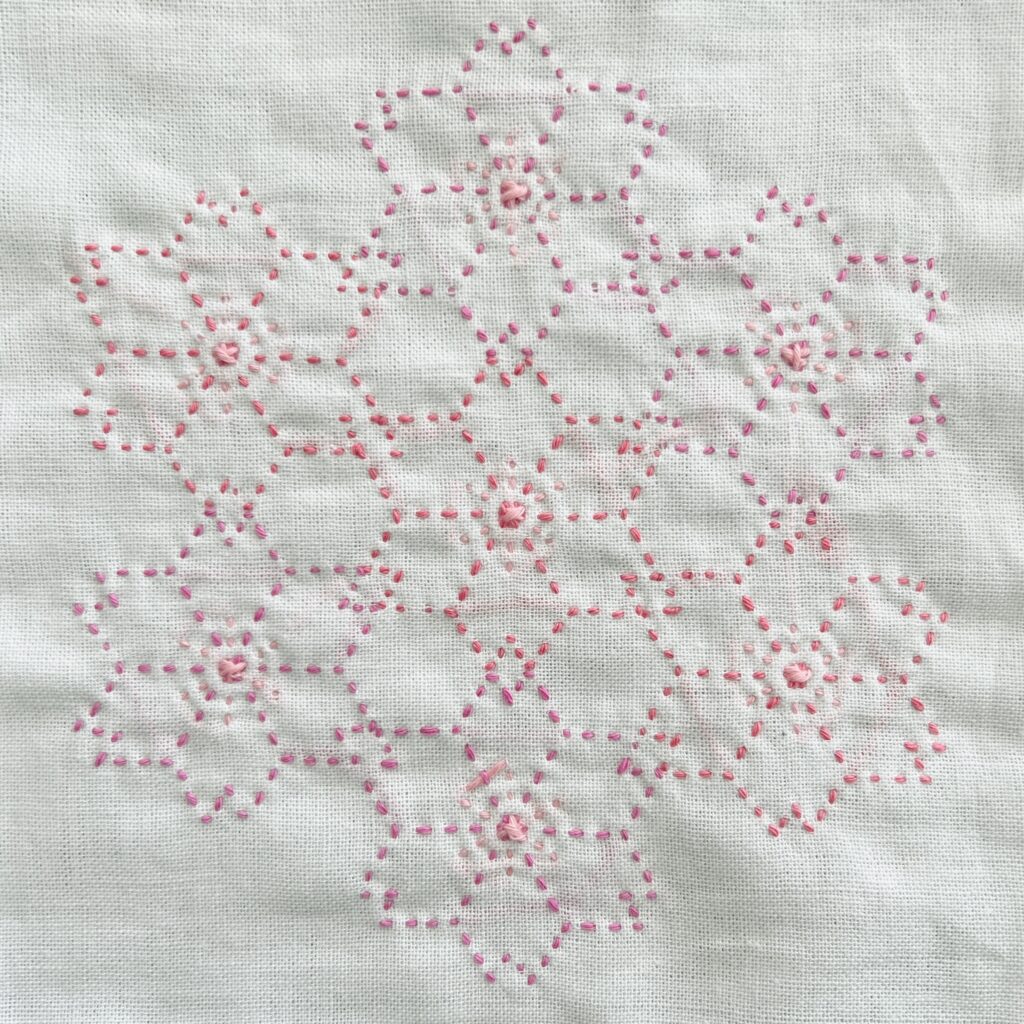 刺し子桜亀甲のうら側画像