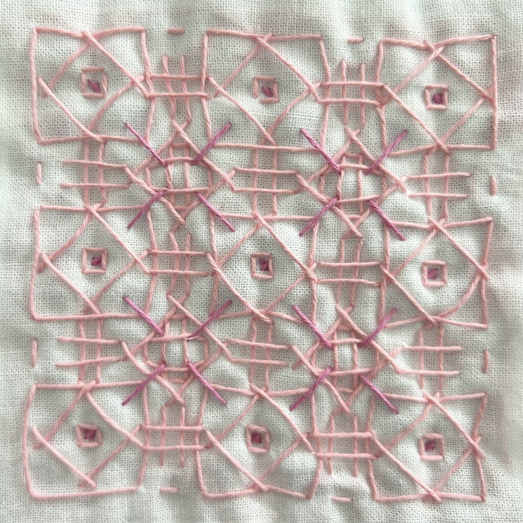 刺し子の桜花のうら側画像