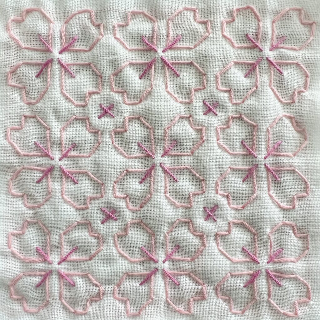 刺し子の桜花の画像