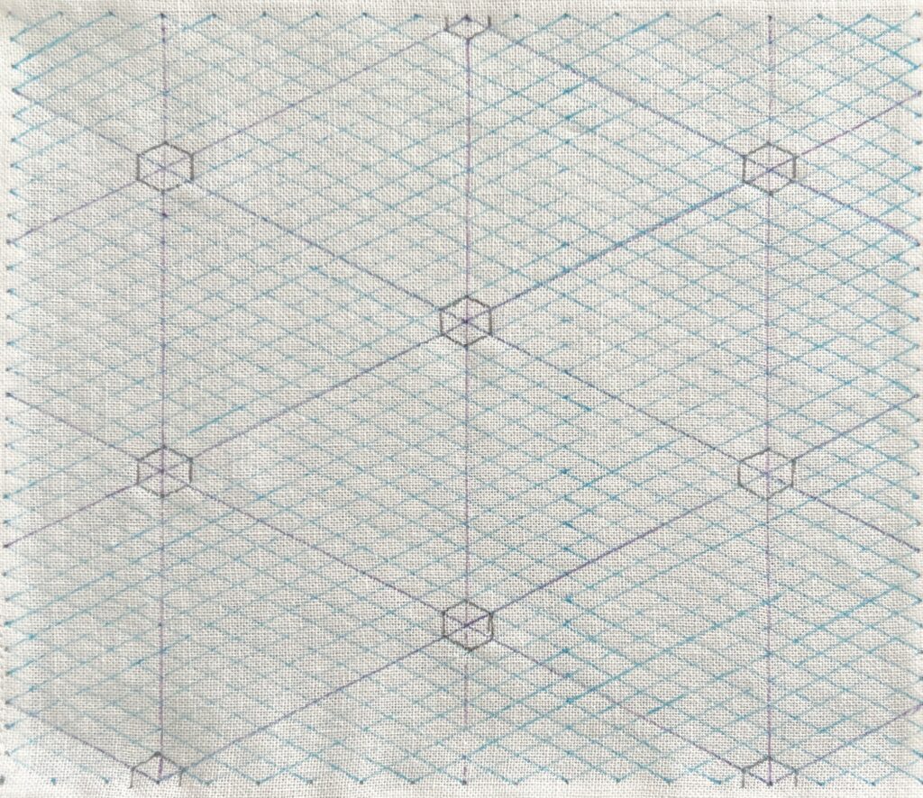 刺し子の二重六剣花に鱗霰の描き方画像