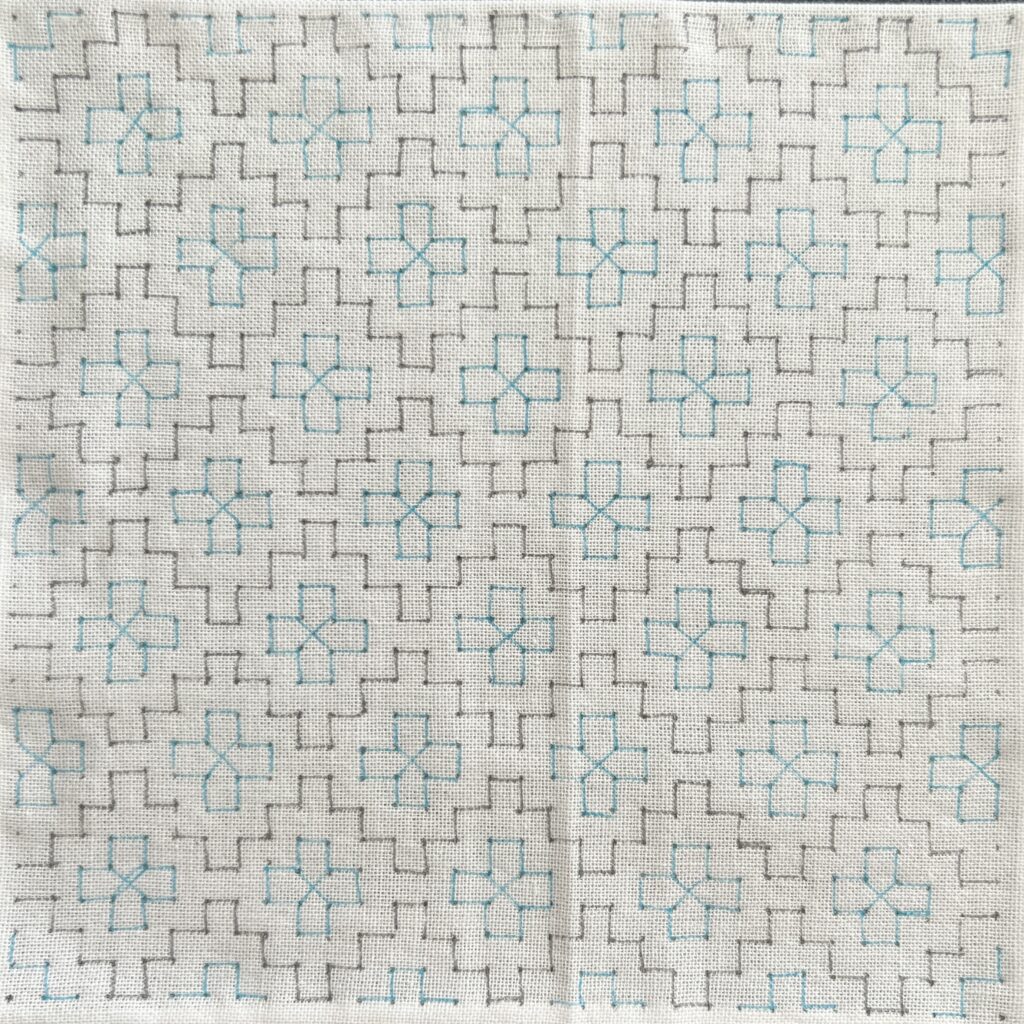 刺し子花角十つなぎの下書き画像